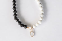 Load image into Gallery viewer, Moonstone Howlite Lava Bead Bracelet

