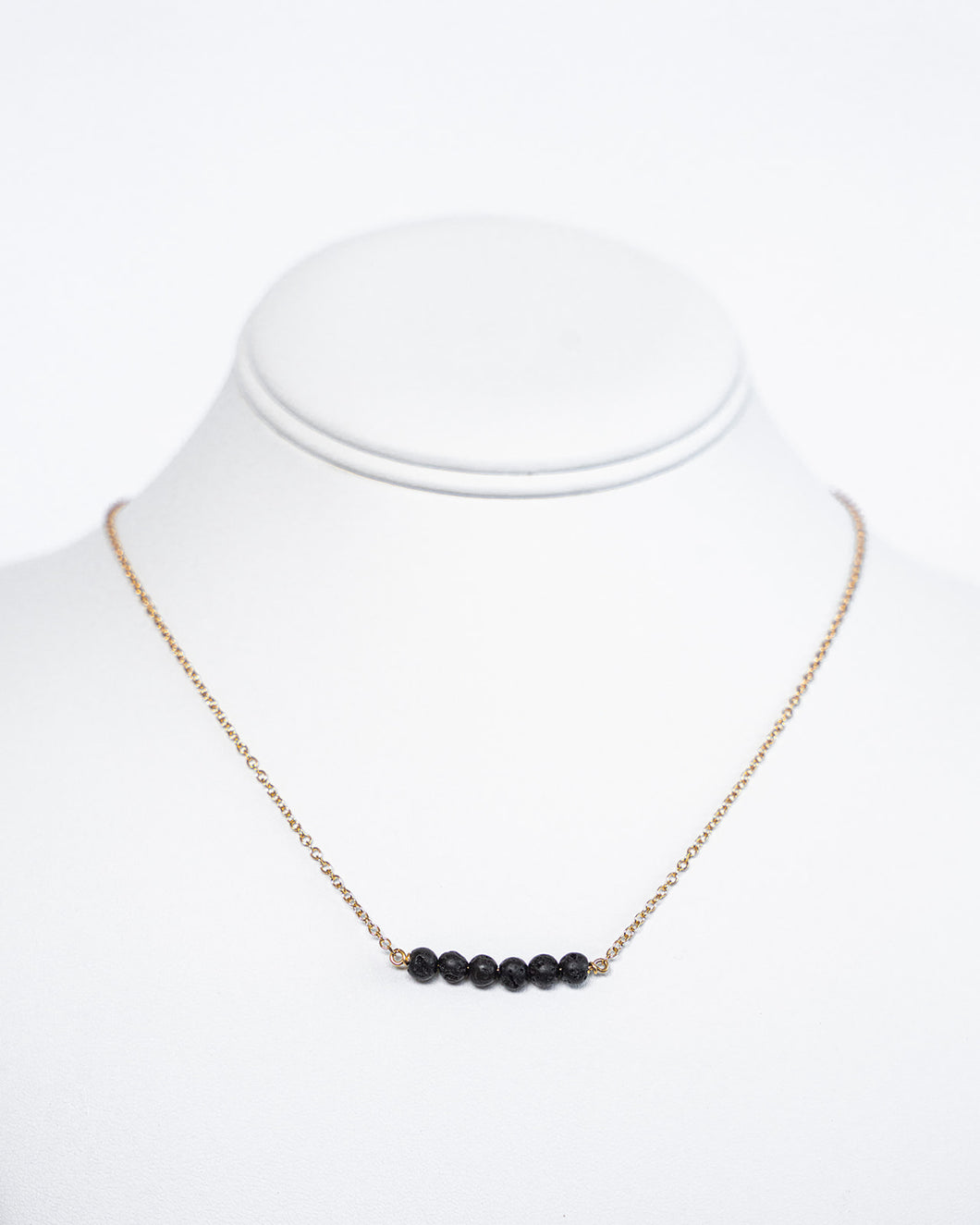 Mini 6-Lava Black Bead Necklace